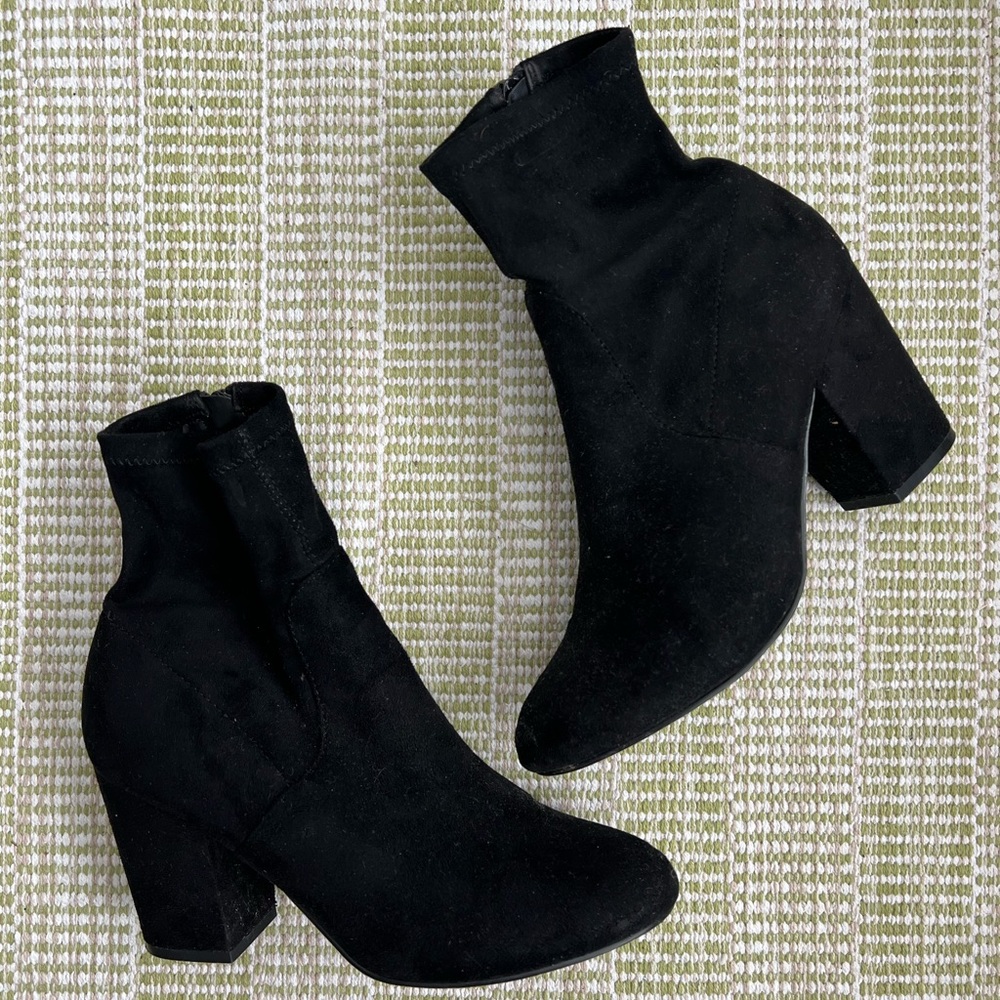 Black suede booties